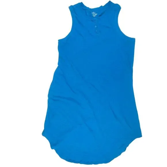 Time And Tru Tank Dress Womens 3XL Teal Blue Button Detail Scoop Neck Knit Dress - Picture 1 of 10